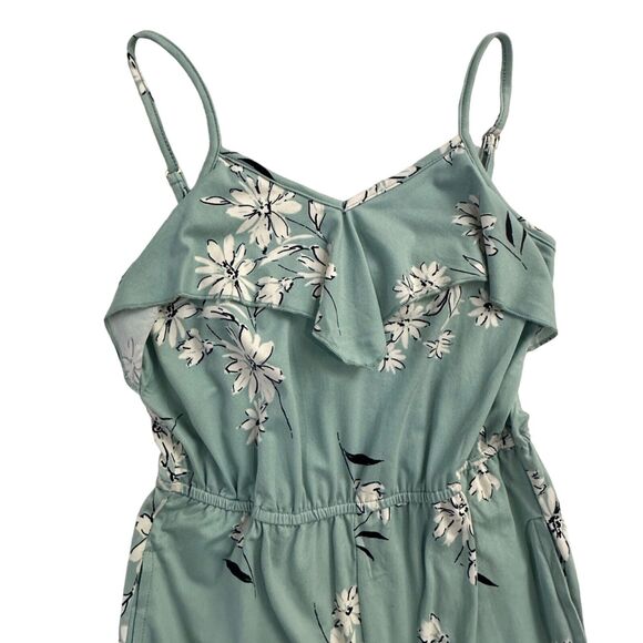 Girls Mint Green Ruffle Jumpsuit Size M Flowy Floral Boho Spring Outfit - Picture 4 of 13